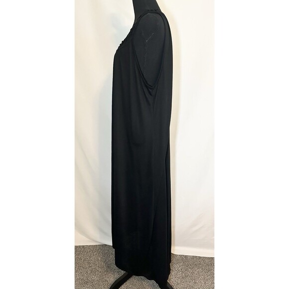 Swimsuits for All Black Sleeveless Black Maxi Dress Cover Up High Low Plus 22/24 - Picture 3 of 10